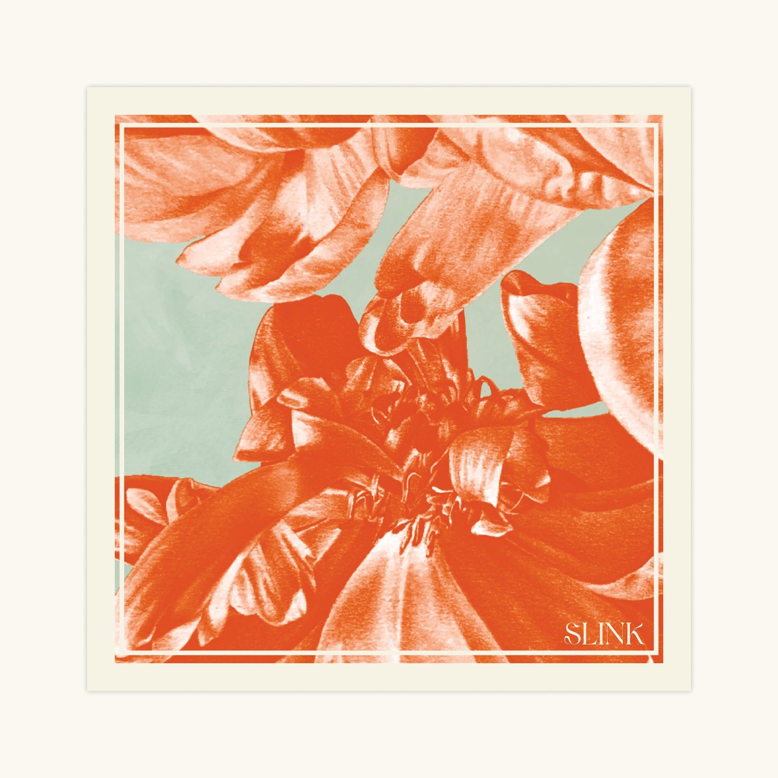 Floral Orange Silk Scarf Medium
