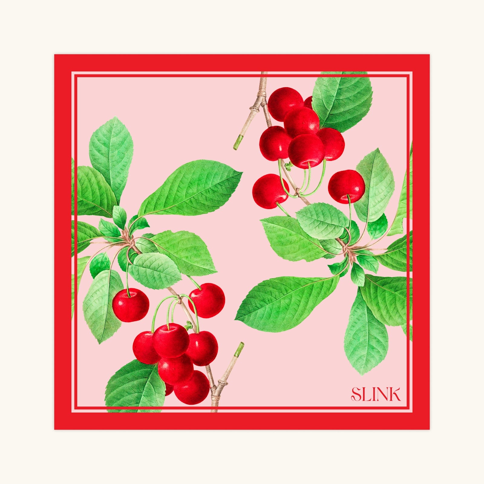 Cherries Silk Scarf Medium