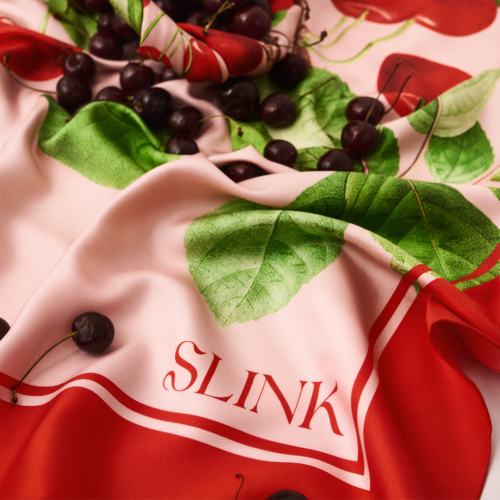 Cherries Silk Scarf Medium