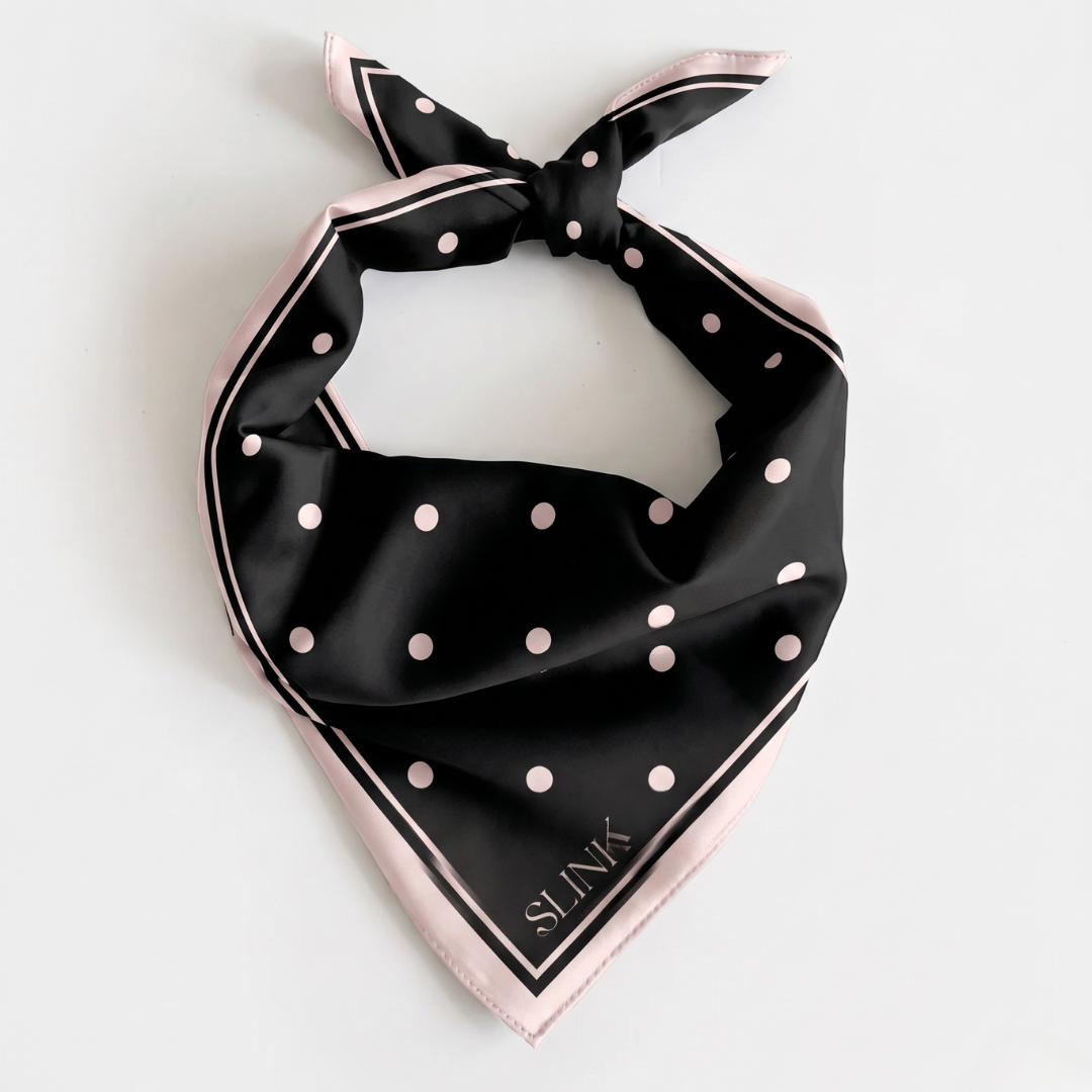 Black & White Polka Dot Silk Scarf Medium