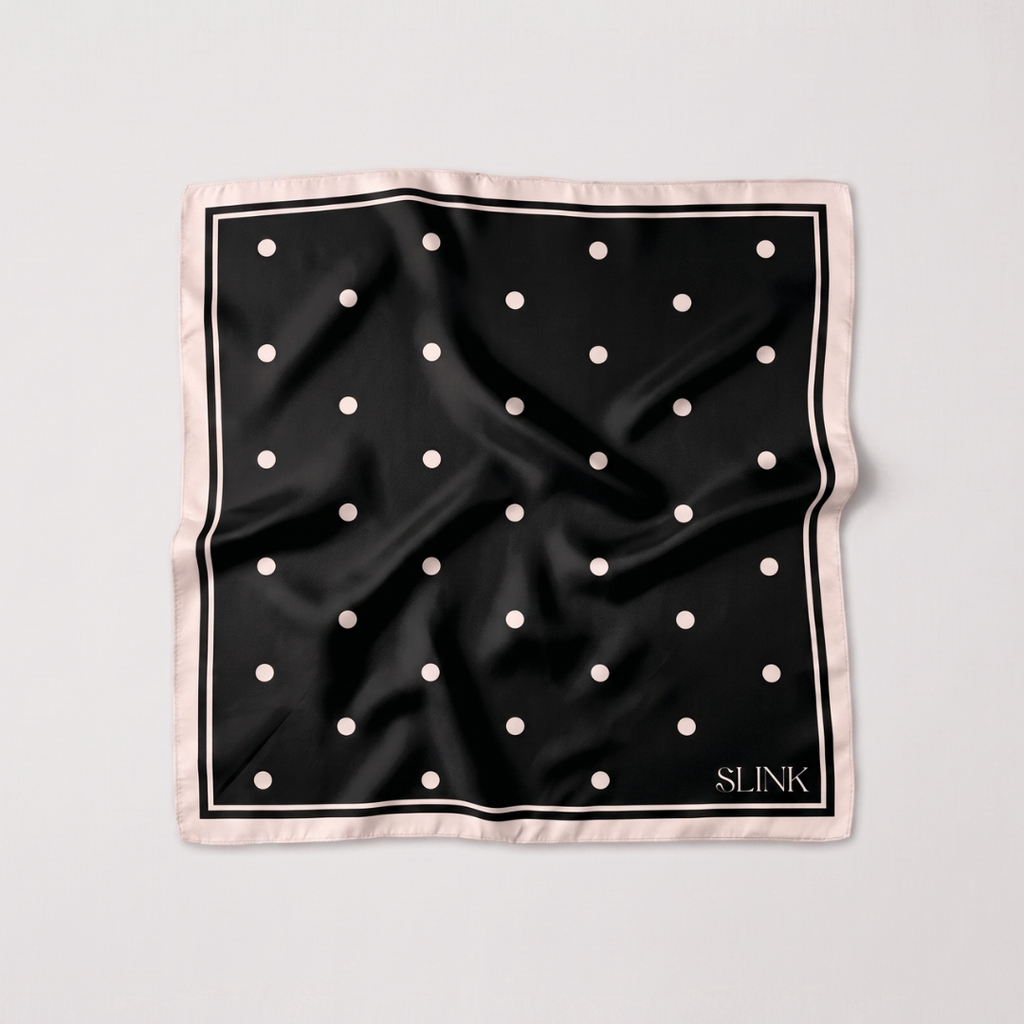 Black & White Polka Dot Silk Scarf Medium