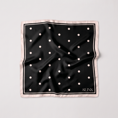 Black & White Polka Dot Silk Scarf Medium