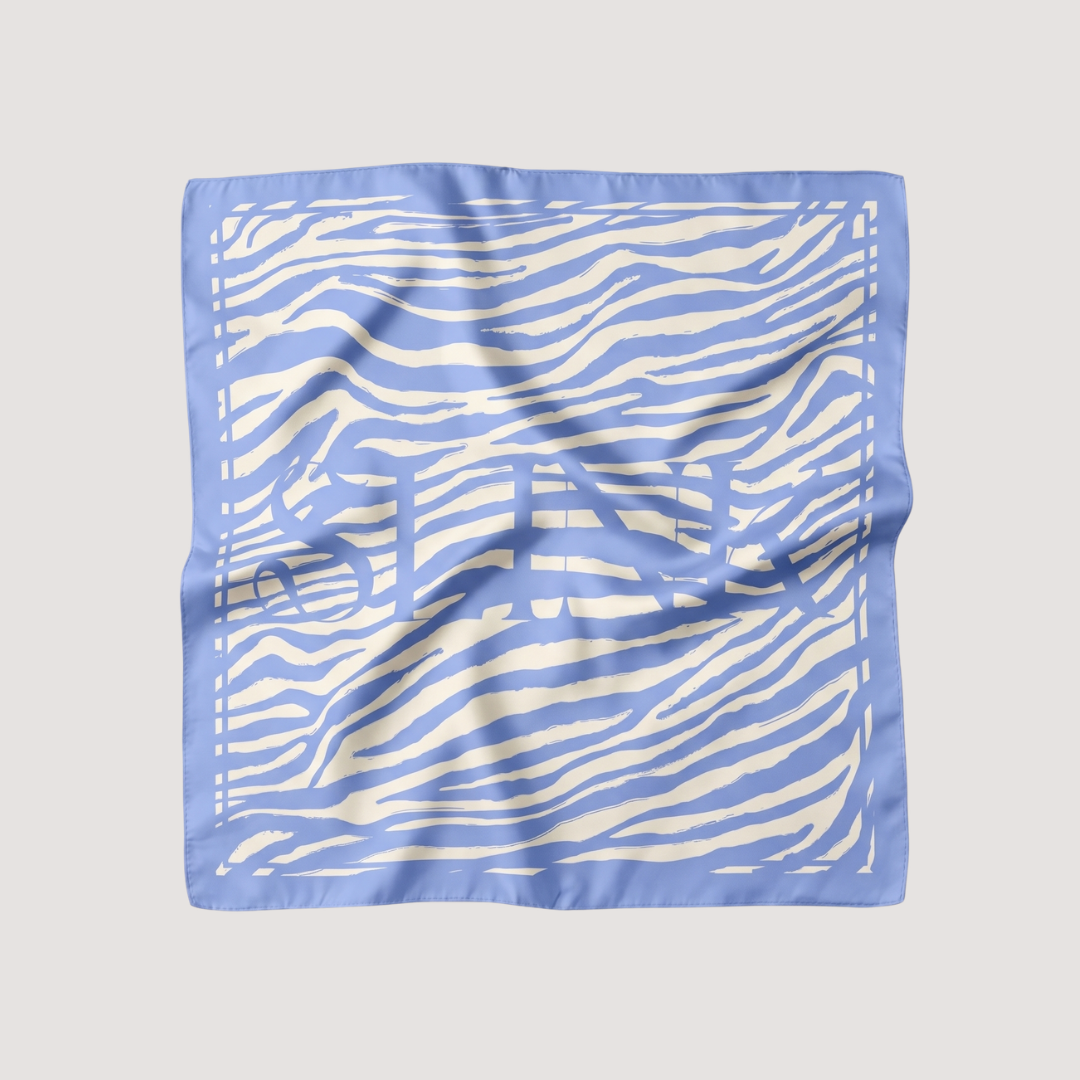 Blue Zebra Silk Scarf Large