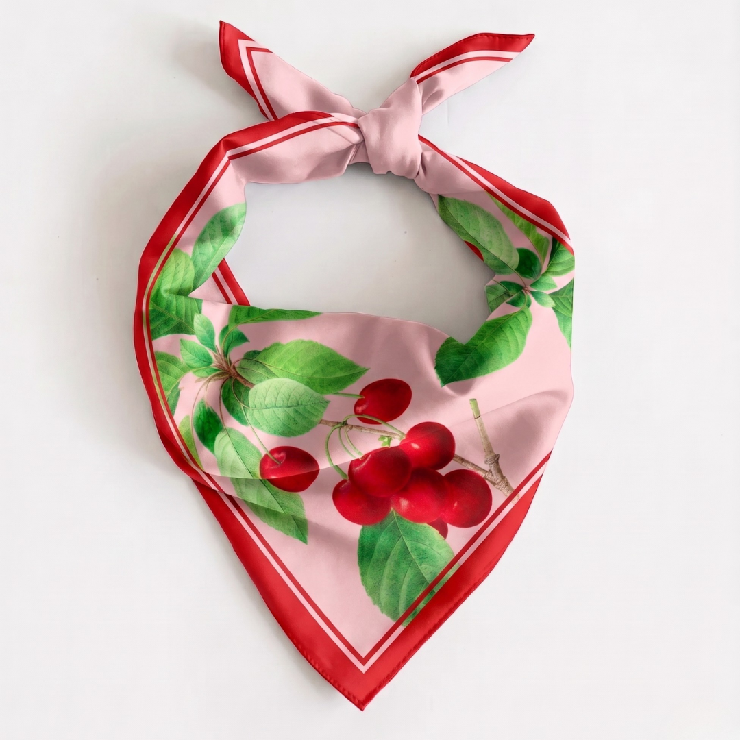 Cherries Silk Scarf Medium
