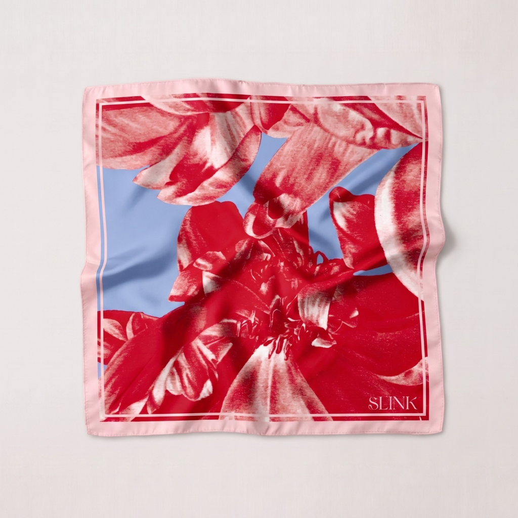 Florals Pink Silk Scarf Large