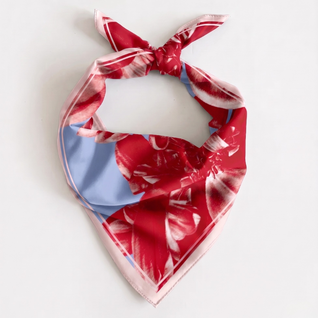 Floral Pink Silk Scarf Medium