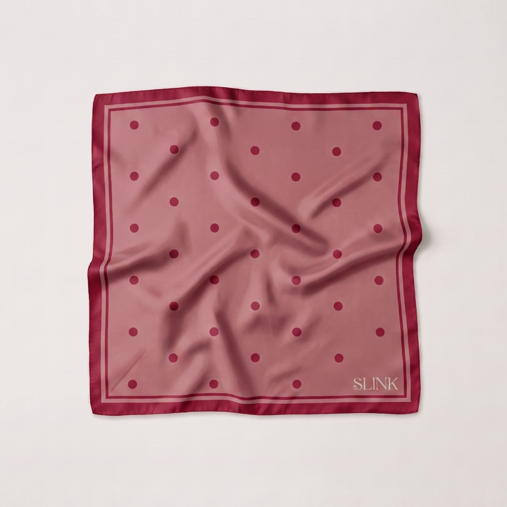 Red & Pink Polka Dot Silk Scarf Large