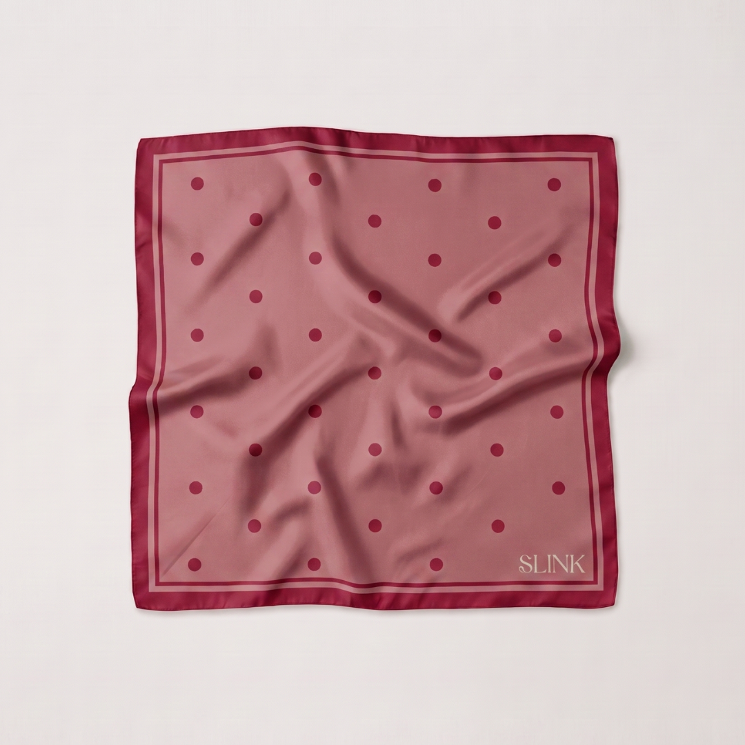 Red & Pink Polka Dot Silk Scarf Large