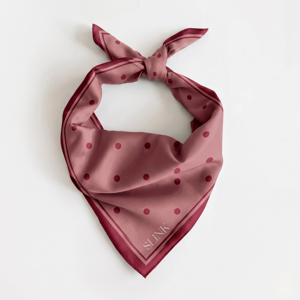 Red & Pink Polka Dot Silk Scarf Medium