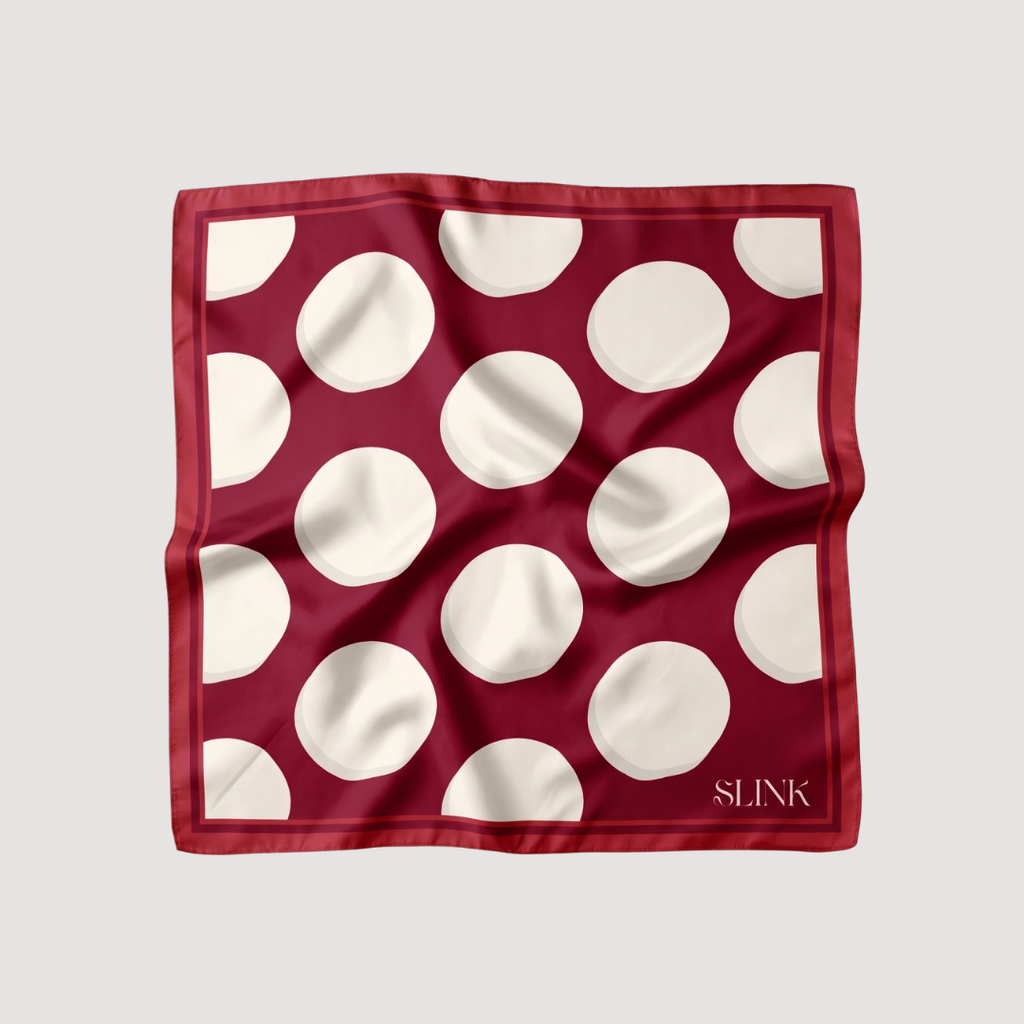 Red & Pink Polka Dot Silk Scarf Large
