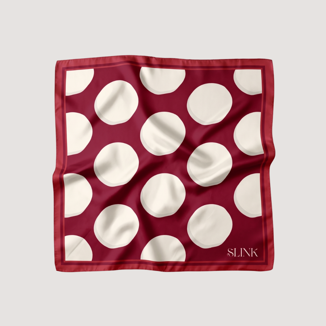 Red & Pink Polka Dot Silk Scarf Large