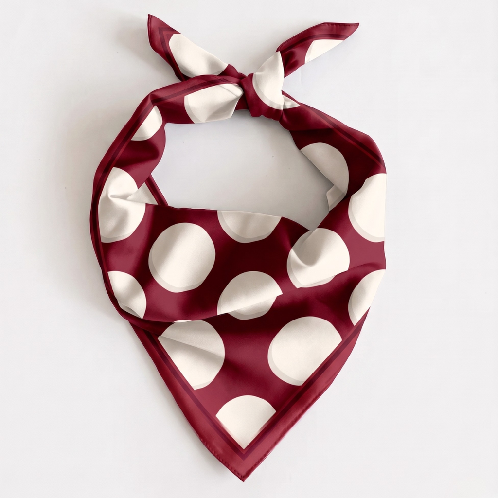 Red & Pink Polka Dot Silk Scarf Medium